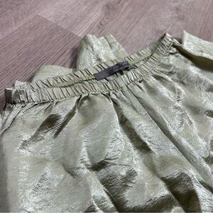 NEW Enza Costa 100% Silk Textured Wide Leg Cropped Pant in Celadon Green